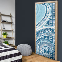 Bula Fiji Vintage Tapa Door Cover Kaivity Masi Wave Motifs - Turquoise