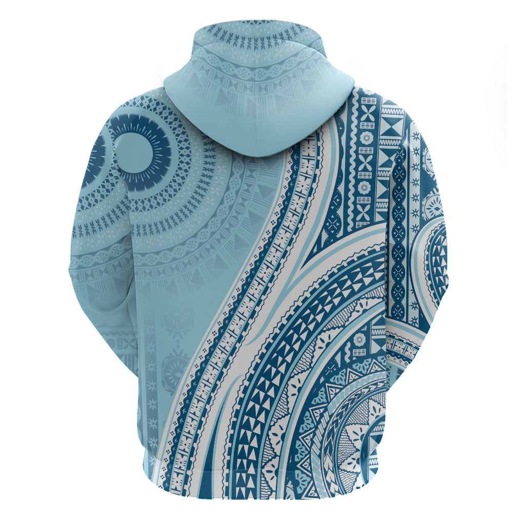 Bula Fiji Vintage Tapa Hoodie Kaivity Masi Wave Motifs - Turquoise