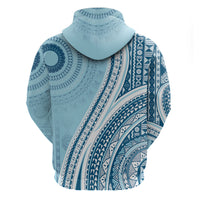 Bula Fiji Vintage Tapa Hoodie Kaivity Masi Wave Motifs - Turquoise