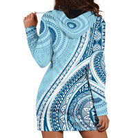 Bula Fiji Vintage Tapa Hoodie Dress Kaivity Masi Wave Motifs - Turquoise