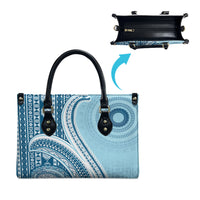 Bula Fiji Vintage Tapa Leather Bag Kaivity Masi Wave Motifs - Turquoise