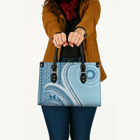 Bula Fiji Vintage Tapa Leather Bag Kaivity Masi Wave Motifs - Turquoise