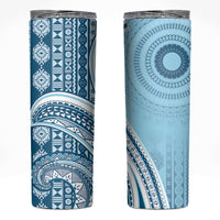 Bula Fiji Vintage Tapa Skinny Tumbler Kaivity Masi Wave Motifs - Turquoise