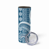 Bula Fiji Vintage Tapa Skinny Tumbler Kaivity Masi Wave Motifs - Turquoise