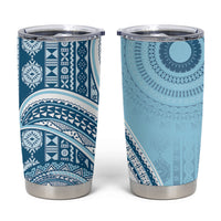 Bula Fiji Vintage Tapa Tumbler Cup Kaivity Masi Wave Motifs - Turquoise
