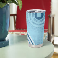 Bula Fiji Vintage Tapa Tumbler Cup Kaivity Masi Wave Motifs - Turquoise