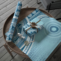 Bula Fiji Vintage Tapa Wrapping Paper Kaivity Masi Wave Motifs - Turquoise