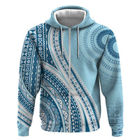 Bula Fiji Vintage Tapa Zip Hoodie Kaivity Masi Wave Motifs - Turquoise