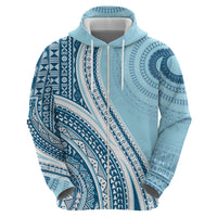 Bula Fiji Vintage Tapa Zip Hoodie Kaivity Masi Wave Motifs - Turquoise