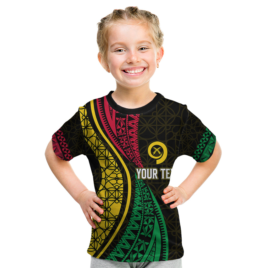 Personalised Vanuatu Kid T Shirt Melanesian Sand Drawing Mixed - Ni Van and Proud LT7 Black - Polynesian Pride