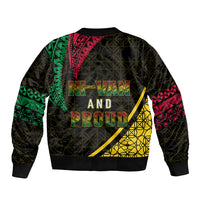 Personalised Vanuatu Sleeve Zip Bomber Jacket Melanesian Sand Drawing Mixed - Ni Van and Proud LT7 - Polynesian Pride