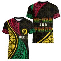 Personalised Vanuatu Women V Neck T Shirt Melanesian Sand Drawing Mixed - Ni Van and Proud LT7 - Polynesian Pride