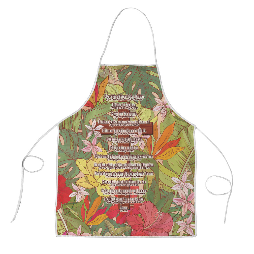 Mahalo Hawaii - Ka Pule a ka Haku Apron Tropical Flowers LT7 Coral Pink - Polynesian Pride