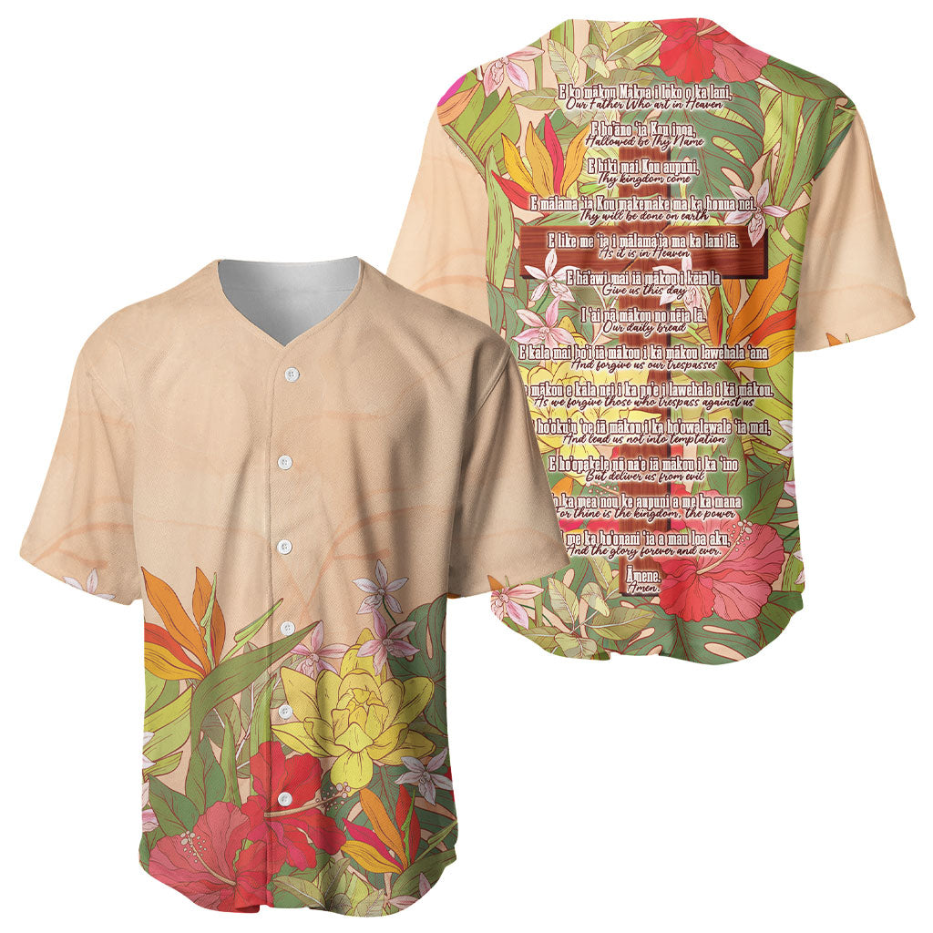 Mahalo Hawaii - Ka Pule a ka Haku Baseball Jersey Tropical Flowers LT7 - Polynesian Pride
