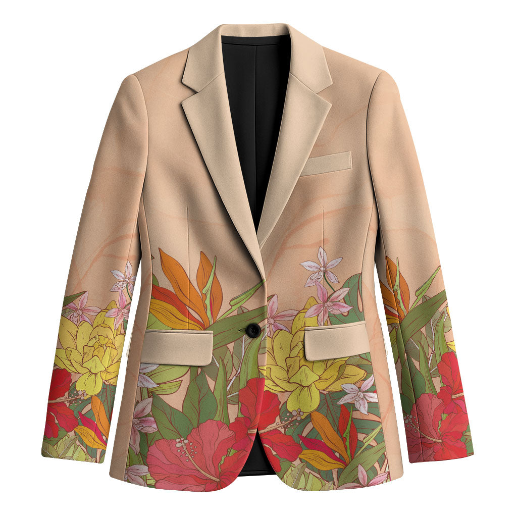 Mahalo Hawaii - Ka Pule a ka Haku Blazer Tropical Flowers LT7 Unisex Coral Pink - Polynesian Pride