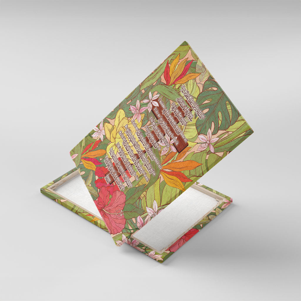 Mahalo Hawaii - Ka Pule a ka Haku Canvas Wall Art Tropical Flowers LT7 With Frame Coral Pink - Polynesian Pride