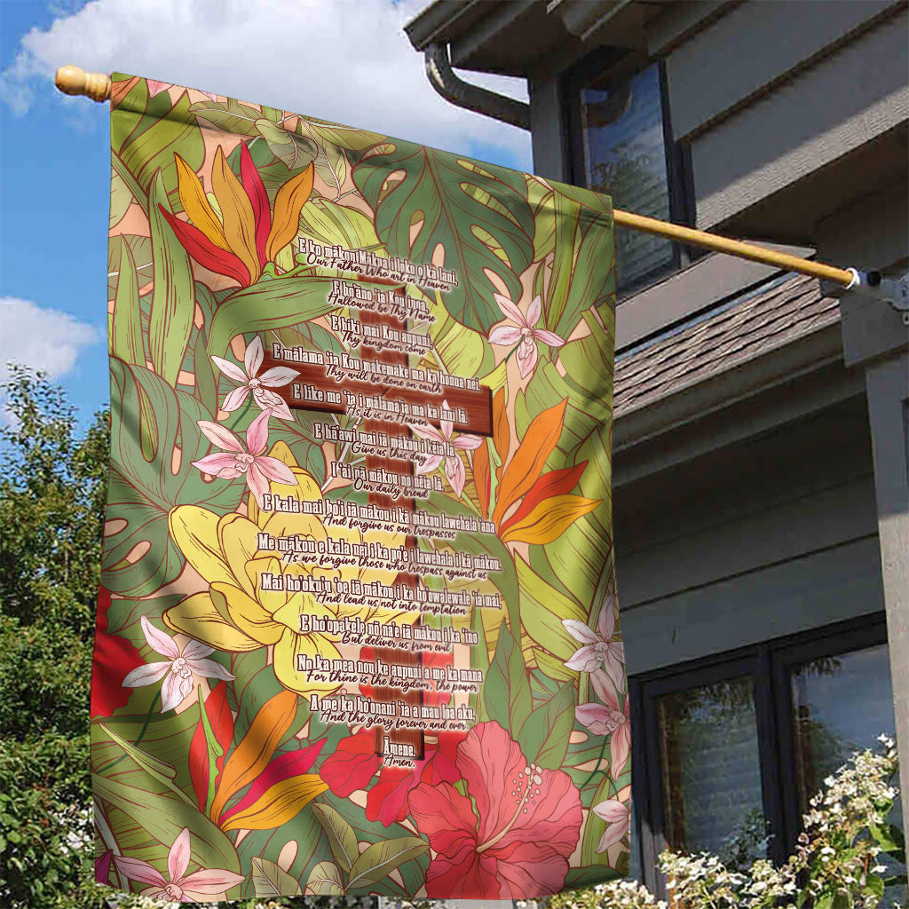 Mahalo Hawaii - Ka Pule a ka Haku Garden Flag Tropical Flowers LT7 - Polynesian Pride