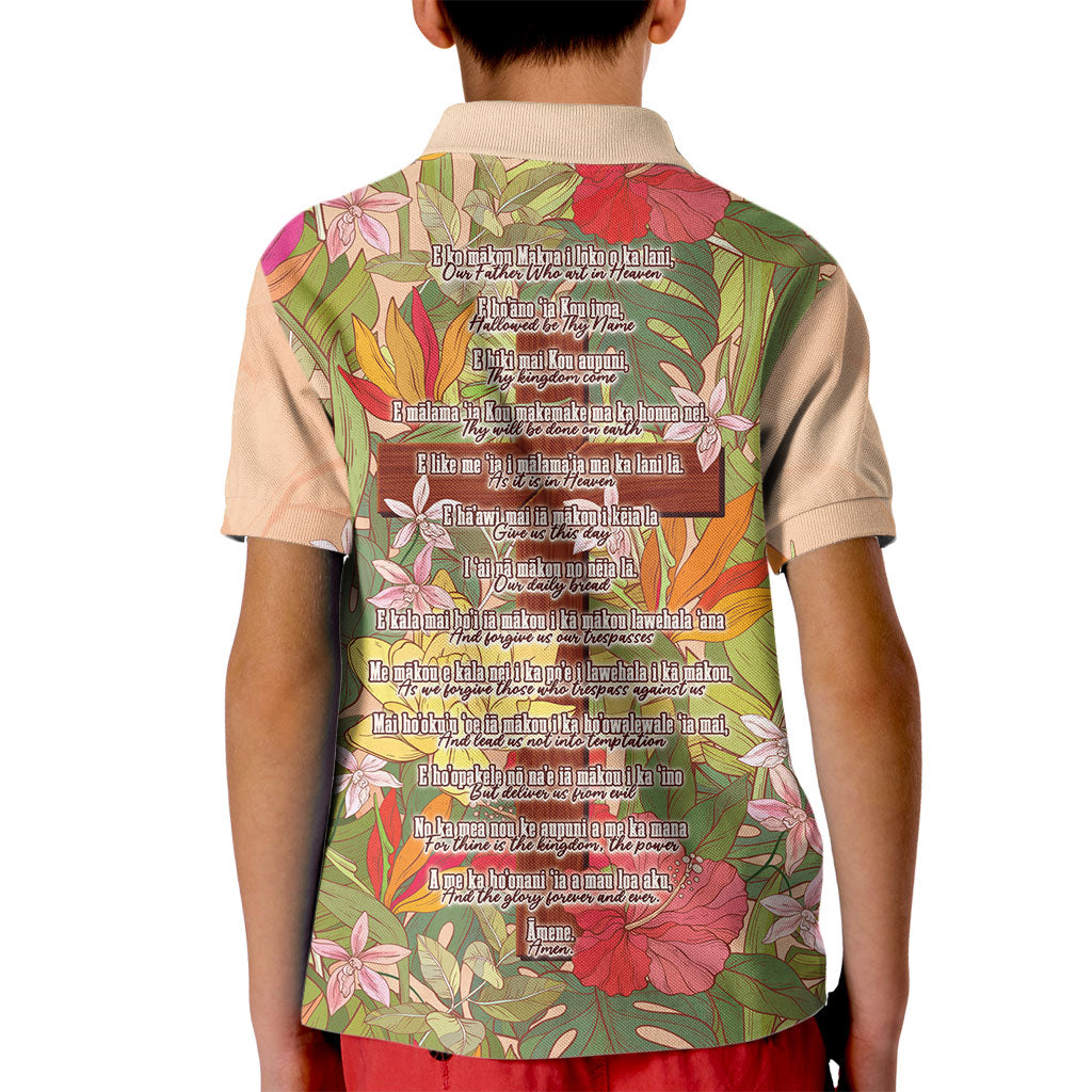 Mahalo Hawaii - Ka Pule a ka Haku Kid Polo Shirt Tropical Flowers LT7 - Polynesian Pride