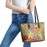 Mahalo Hawaii - Ka Pule a ka Haku Leather Tote Bag Tropical Flowers LT7 - Polynesian Pride