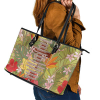 Mahalo Hawaii - Ka Pule a ka Haku Leather Tote Bag Tropical Flowers LT7 - Polynesian Pride