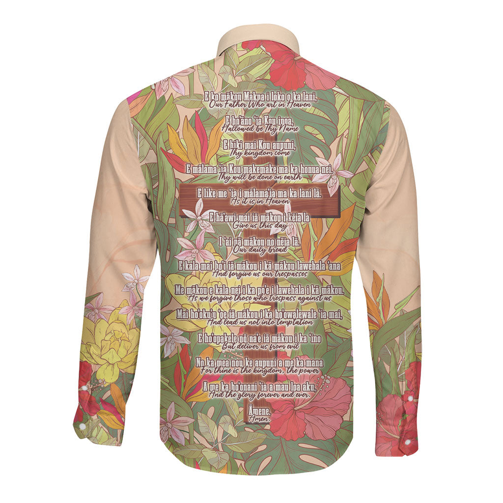 Mahalo Hawaii - Ka Pule a ka Haku Long Sleeve Button Shirt Tropical Flowers LT7 - Polynesian Pride
