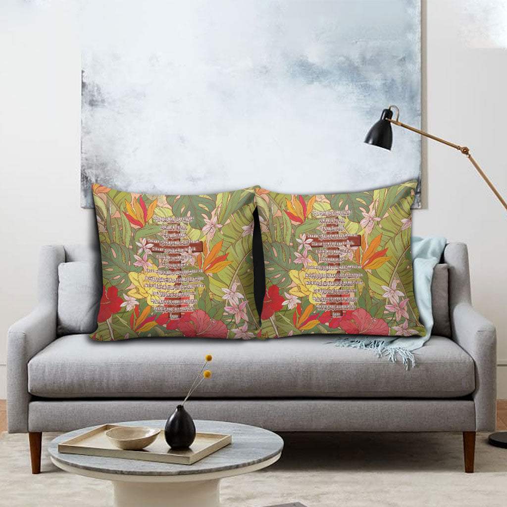 Mahalo Hawaii - Ka Pule a ka Haku Pillow Cover Tropical Flowers LT7 - Polynesian Pride