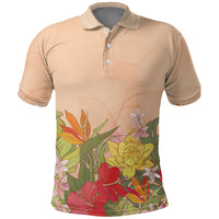 Mahalo Hawaii - Ka Pule a ka Haku Polo Shirt Tropical Flowers LT7 Coral Pink - Polynesian Pride