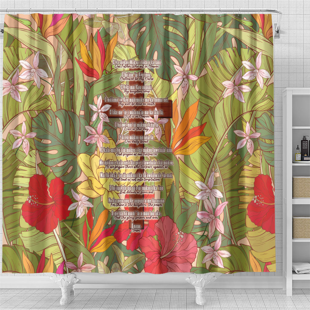 Mahalo Hawaii - Ka Pule a ka Haku Shower Curtain Tropical Flowers LT7 - Polynesian Pride
