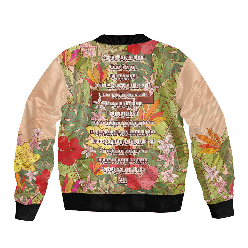 Mahalo Hawaii - Ka Pule a ka Haku Sleeve Zip Bomber Jacket Tropical Flowers LT7 - Polynesian Pride