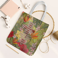 Mahalo Hawaii - Ka Pule a ka Haku Tote Bag Tropical Flowers LT7 White Strap One Size Coral Pink - Polynesian Pride