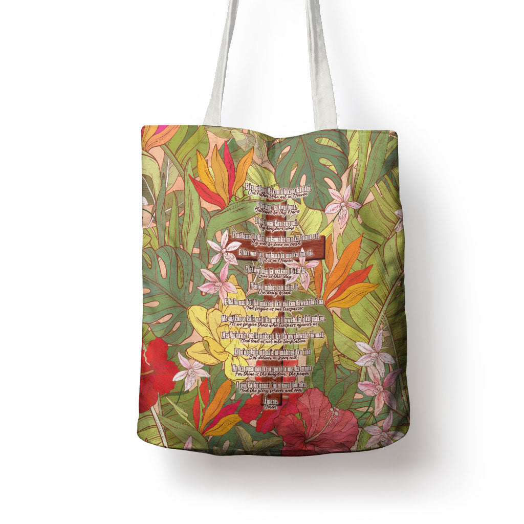 Mahalo Hawaii - Ka Pule a ka Haku Tote Bag Tropical Flowers LT7 - Polynesian Pride