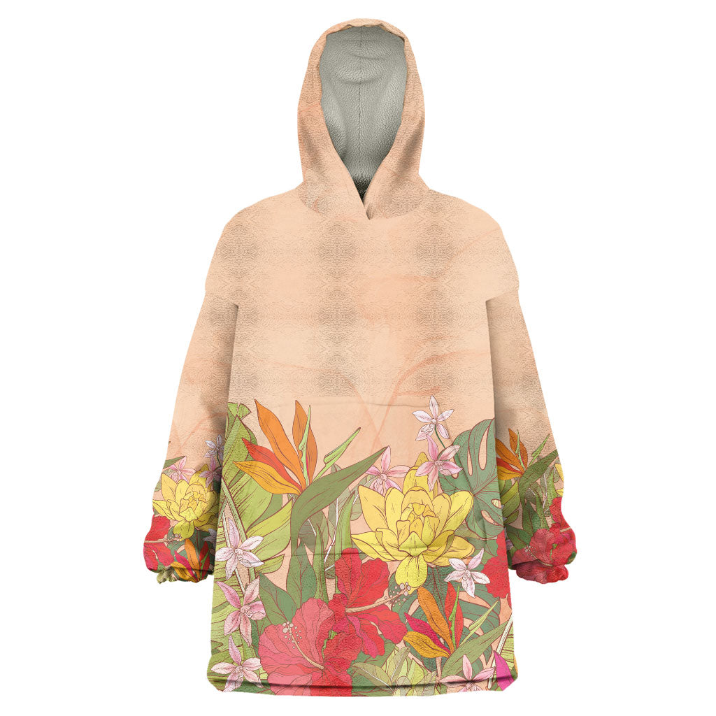 Mahalo Hawaii - ⁠Ka Pule a ka Haku Wearable Blanket Hoodie Tropical Flowers