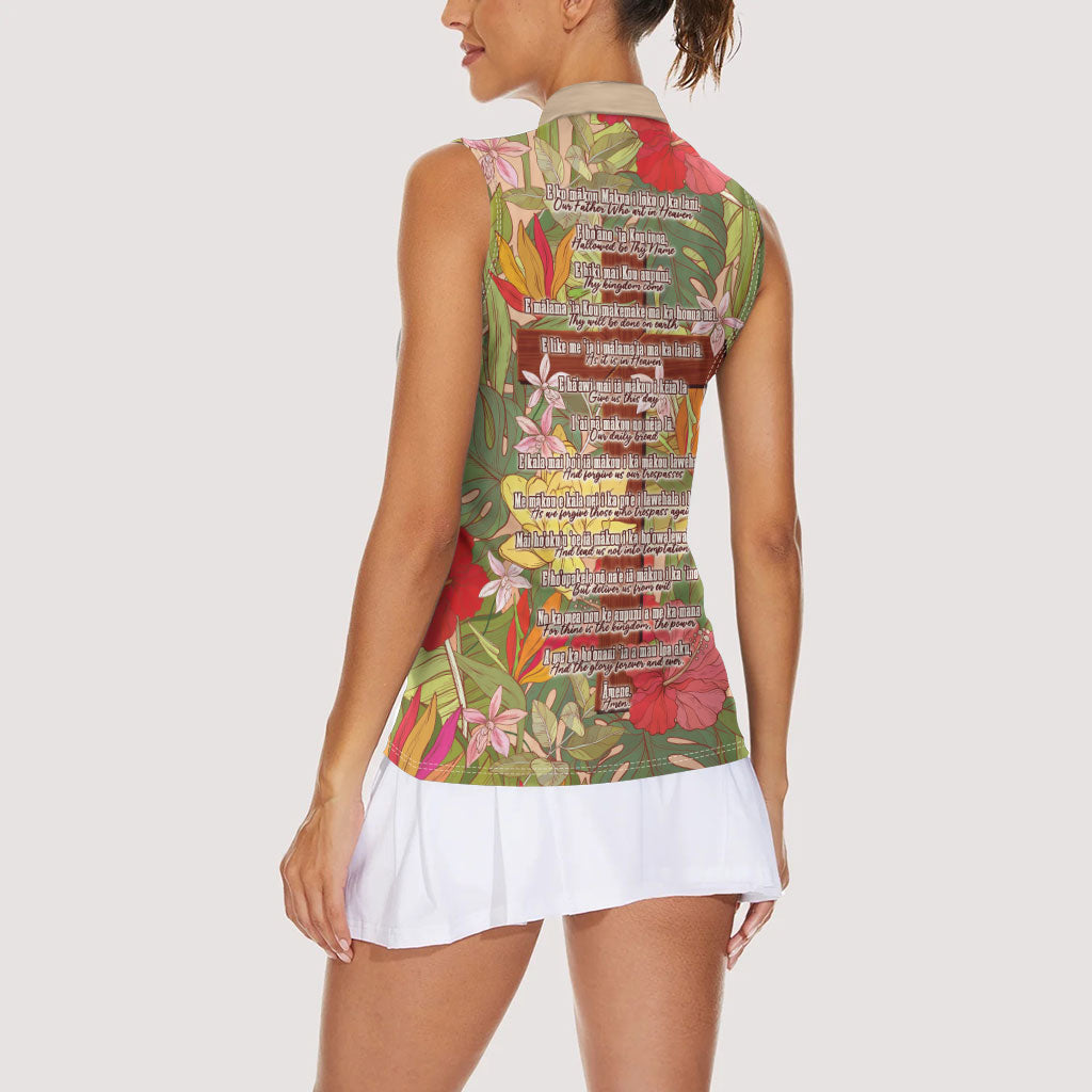 Mahalo Hawaii - Ka Pule a ka Haku Women Sleeveless Polo Shirt Tropical Flowers LT7 - Polynesian Pride
