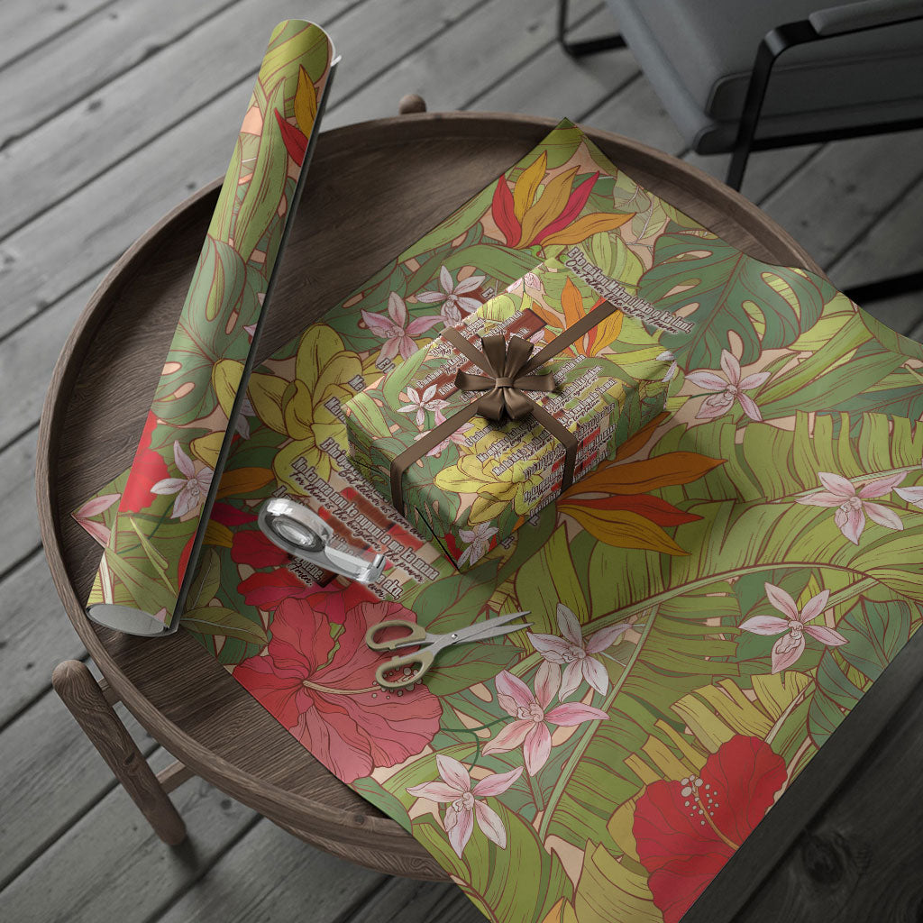 Mahalo Hawaii - The Lord's Prayers Wrapping Paper Tropical Flowers LT7 - Polynesian Pride