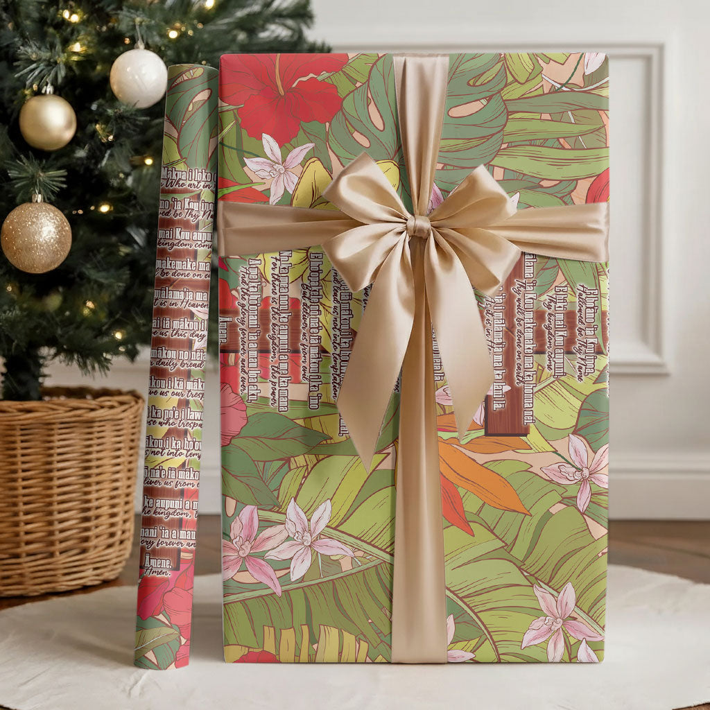 Mahalo Hawaii - The Lord's Prayers Wrapping Paper Tropical Flowers LT7 - Polynesian Pride