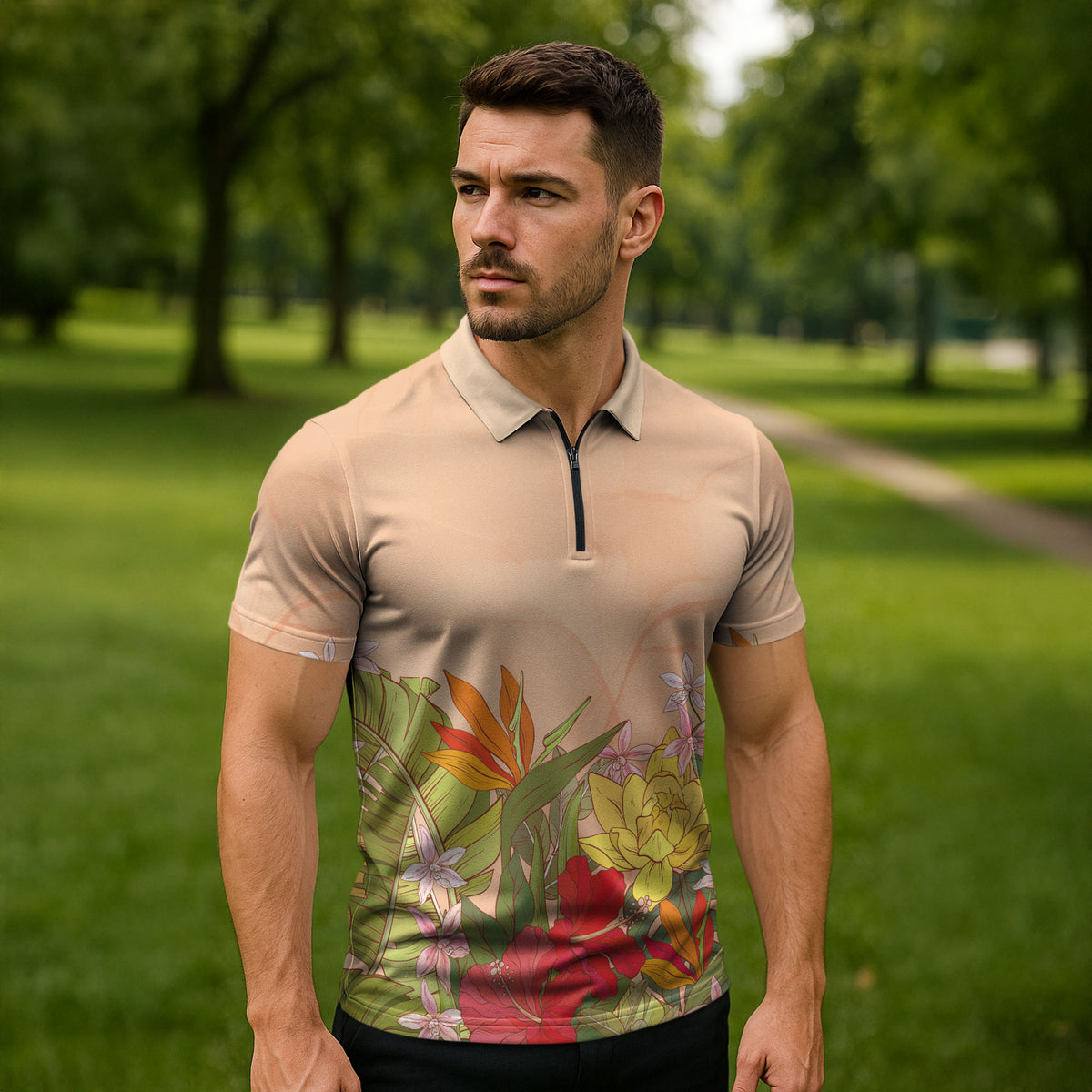 Mahalo Hawaii - Ka Pule a ka Haku Zipper Polo Shirt Tropical Flowers LT7 - Polynesian Pride