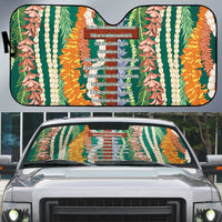 Mahalo Hawaii - Ka Pule a ka Haku Auto Sun Shade Mixed Lei LT7 Sage Green - Polynesian Pride
