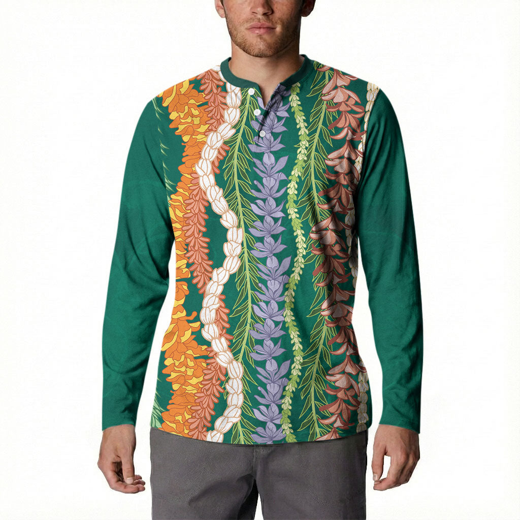 Mahalo Hawaii - Ka Pule a ka Haku Button Sweatshirt Mixed Lei LT7 - Polynesian Pride