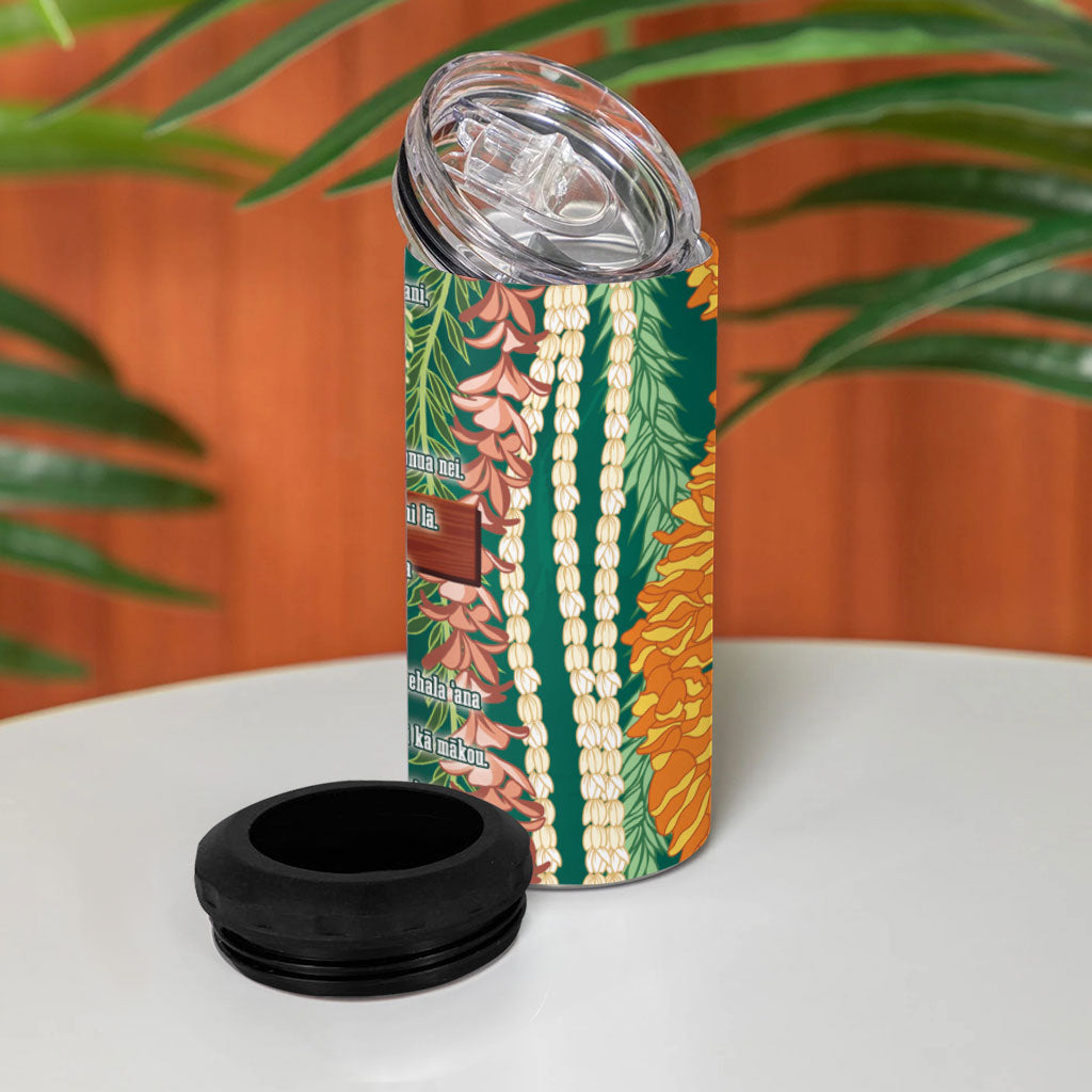 Mahalo Hawaii - Ka Pule a ka Haku 4 in 1 Can Cooler Tumbler Mixed Lei LT7 - Polynesian Pride