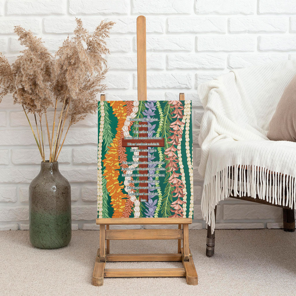 Mahalo Hawaii - Ka Pule a ka Haku Canvas Wall Art Mixed Lei LT7 - Polynesian Pride