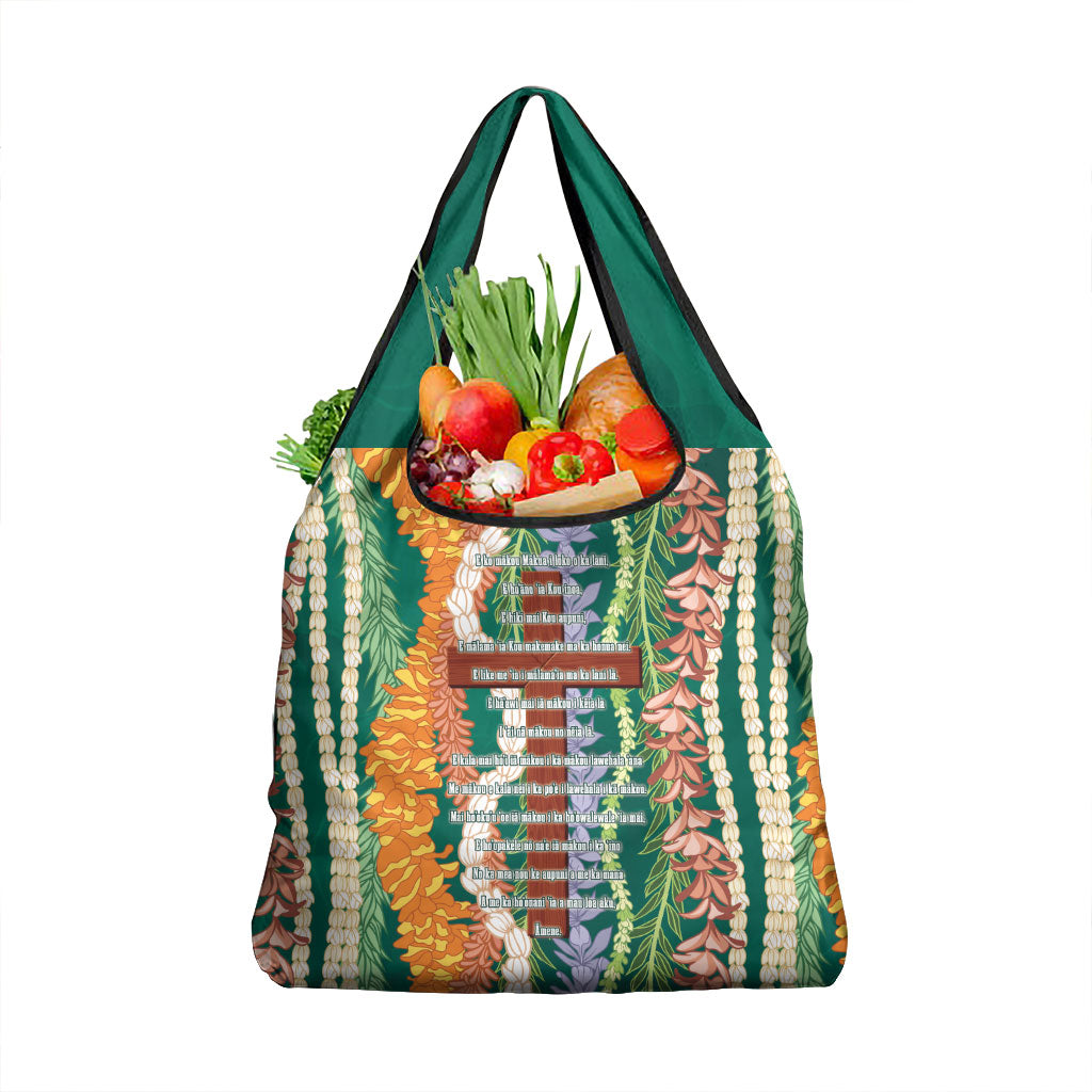 Mahalo Hawaii - Ka Pule a ka Haku Grocery Bag Mixed Lei LT7 1-pack One Size Sage Green - Polynesian Pride