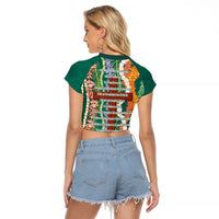 Mahalo Hawaii - Ka Pule a ka Haku Raglan Cropped T Shirt Mixed Lei LT7 - Polynesian Pride