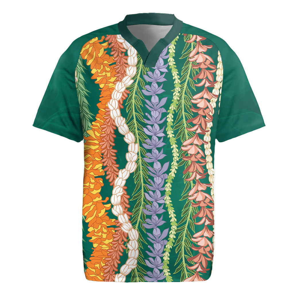 Mahalo Hawaii - Ka Pule a ka Haku Rugby Jersey Mixed Lei LT7 Sage Green - Polynesian Pride