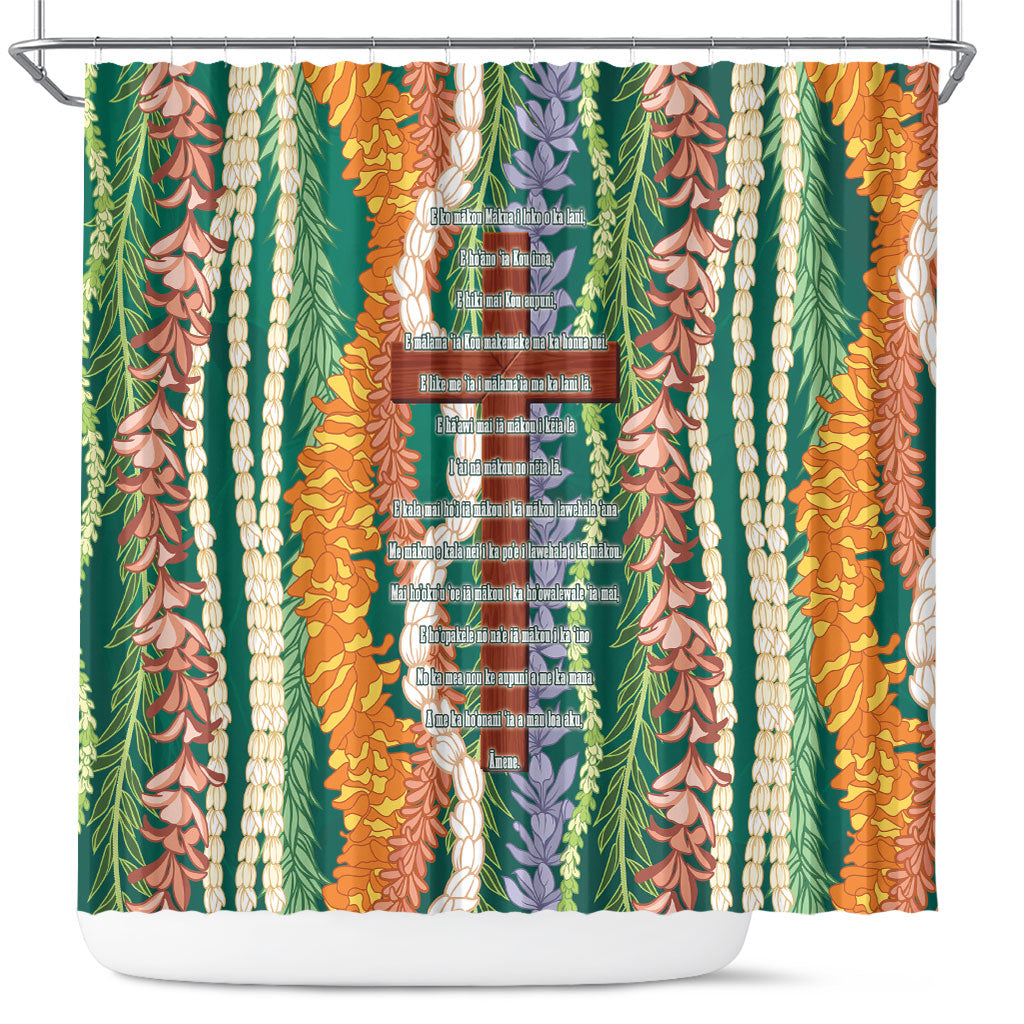 Mahalo Hawaii - Ka Pule a ka Haku Shower Curtain Mixed Lei LT7 Sage Green - Polynesian Pride