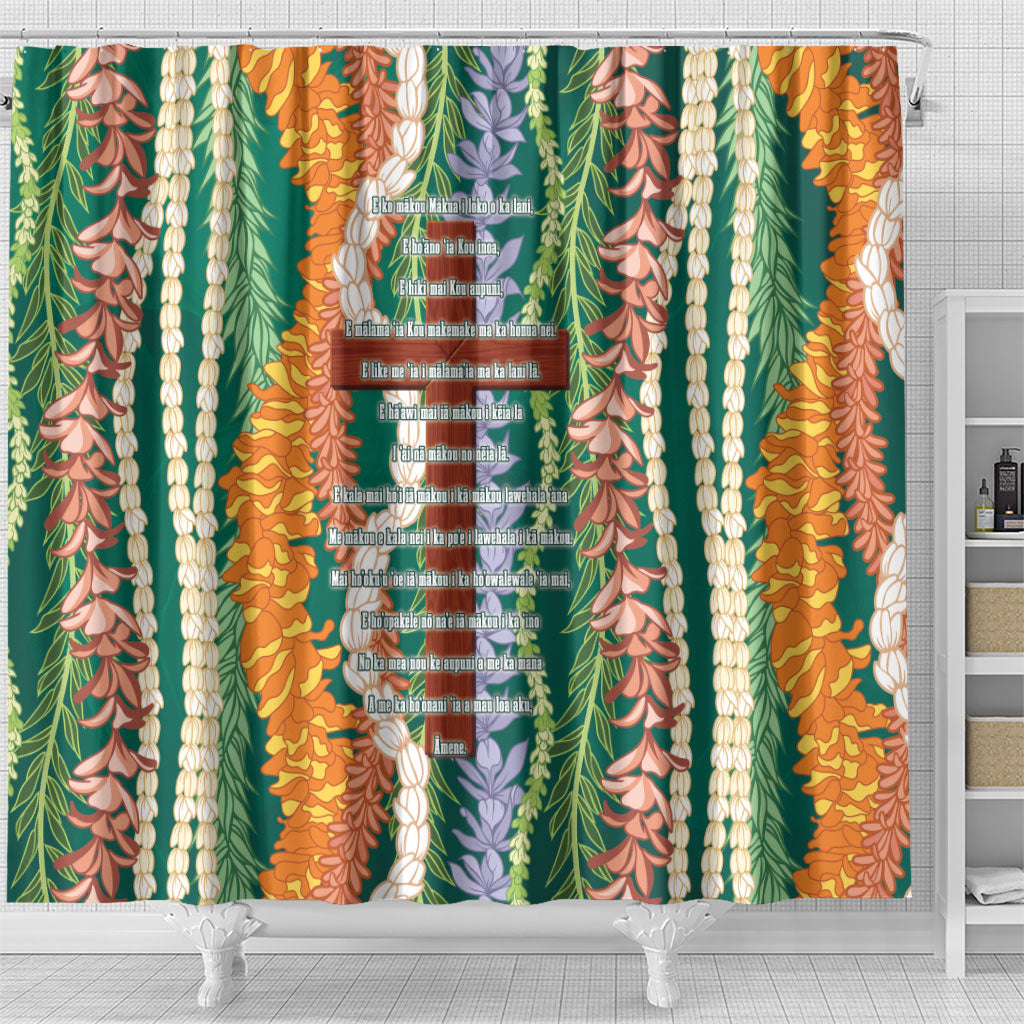 Mahalo Hawaii - Ka Pule a ka Haku Shower Curtain Mixed Lei LT7 - Polynesian Pride