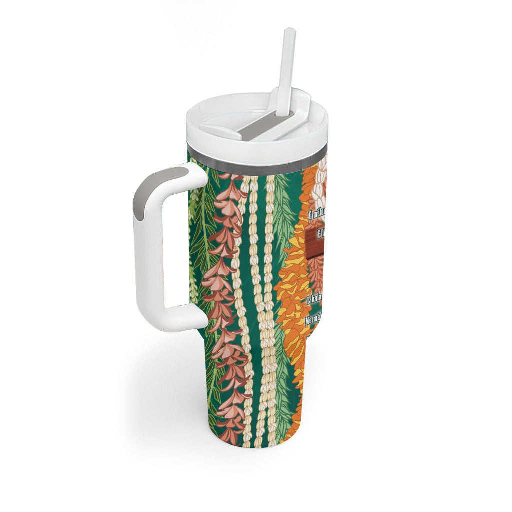 Mahalo Hawaii - Ka Pule a ka Haku Tumbler With Handle Mixed Lei LT7 - Polynesian Pride