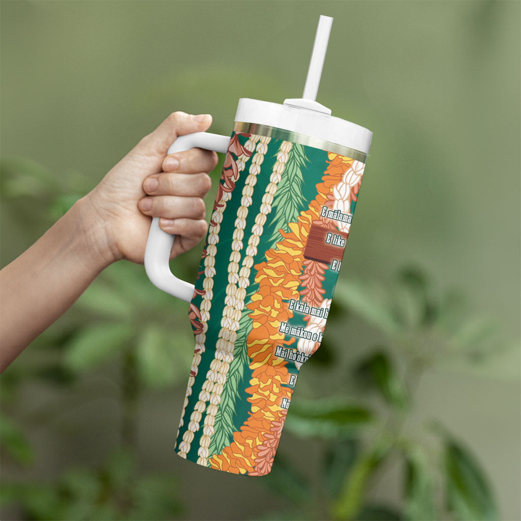Mahalo Hawaii - Ka Pule a ka Haku Tumbler With Handle Mixed Lei LT7 - Polynesian Pride
