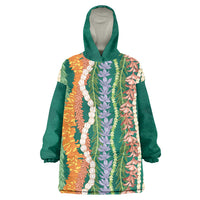 Mahalo Hawaii - Ka Pule a ka Haku Wearable Blanket Hoodie Mixed Lei LT7 One Size Sage Green - Polynesian Pride
