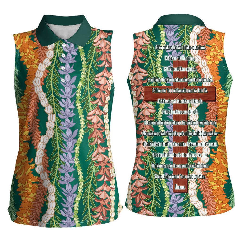 Mahalo Hawaii - Ka Pule a ka Haku Women Sleeveless Polo Shirt Mixed Lei LT7 - Polynesian Pride