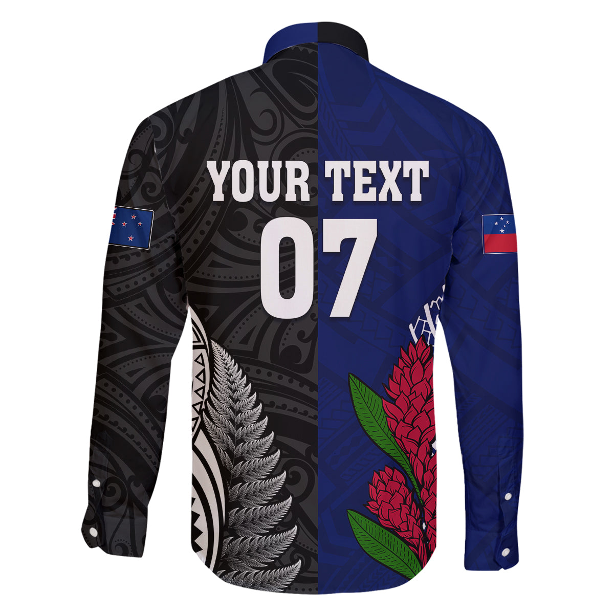 Personalised New Zealand Vs Samoa Rugby Family Matching Off Shoulder Long Sleeve Dress and Hawaiian Shirt Go Champions LT7 - Polynesian Pride